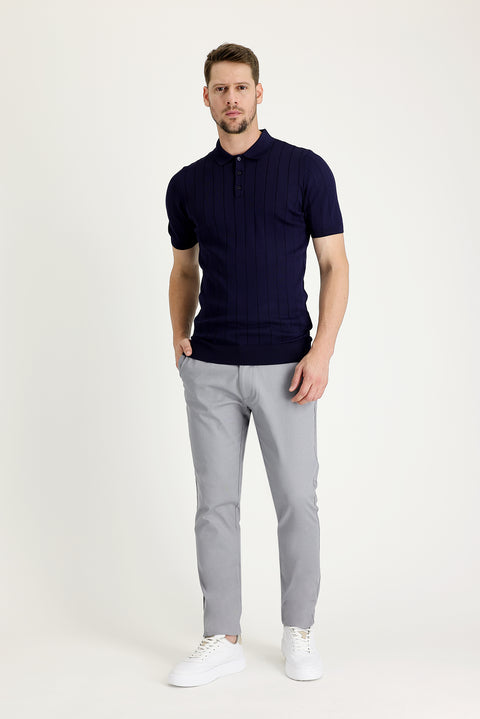 Açık Gri Slim Fit Dar Kesim Likralı Kanvas / Chino Pantolon