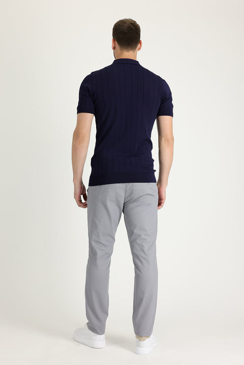 Açık Gri 7 Drop Slim Fit Dar Kesim Likralı Kanvas / Chino Pantolon