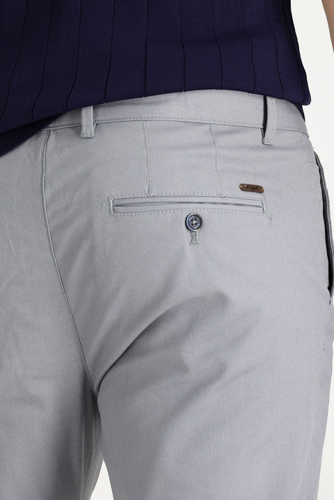 Açık Gri Slim Fit Dar Kesim Likralı Kanvas / Chino Pantolon