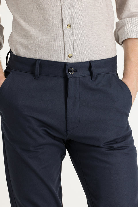 Orta Antrasit 7 Drop Slim Fit Dar Kesim Likralı Kanvas / Chino Pantolon