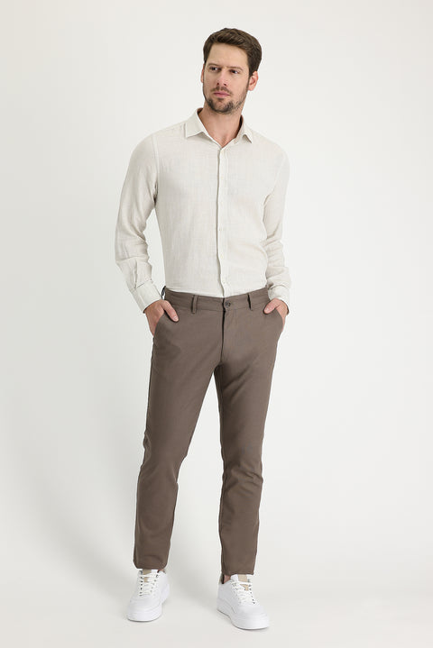 Medium Mink Slim Fit Stretch Canvas / Chino Trousers