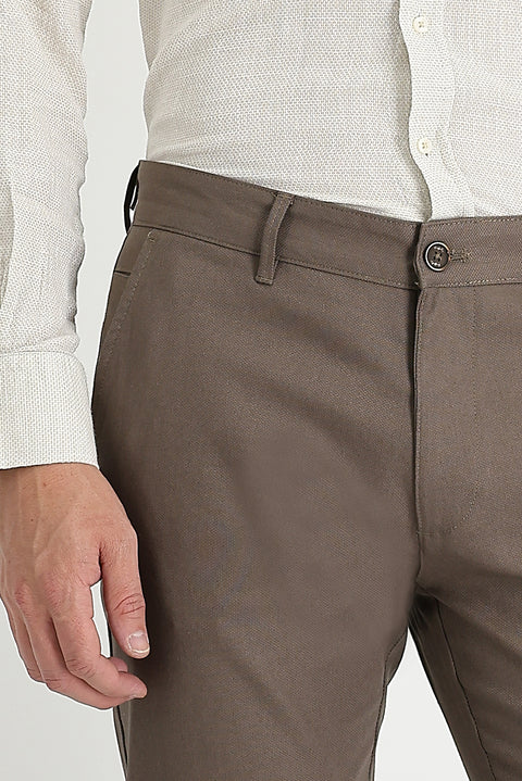 Medium Mink Slim Fit Stretch Canvas / Chino Trousers