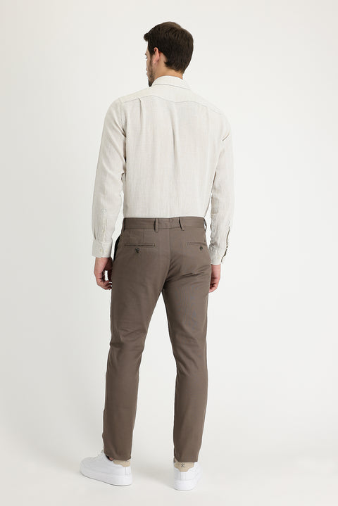 Medium Mink Slim Fit Stretch Canvas / Chino Trousers