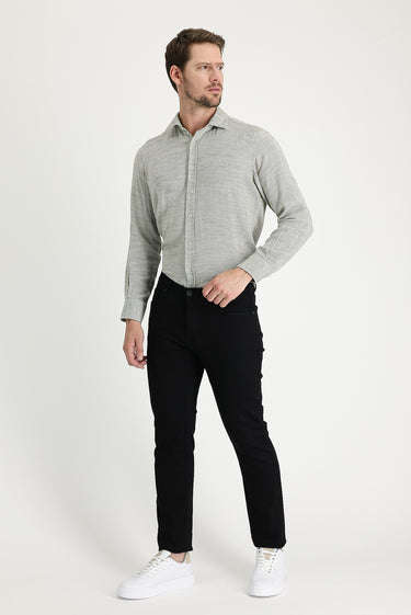 Siyah Regular Fit Likralı Denim Pantolon