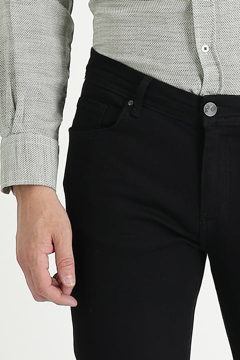 Siyah Regular Fit Standart Kesim Likralı Denim Pantolon