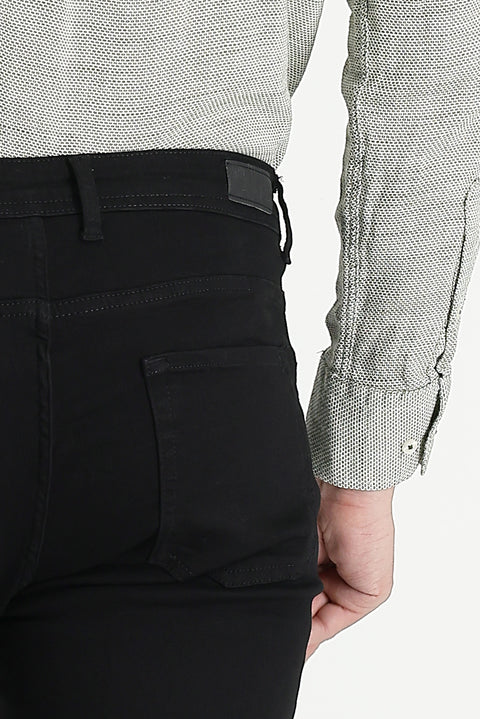 Siyah Slim Fit Dar Kesim Denim Pantolon