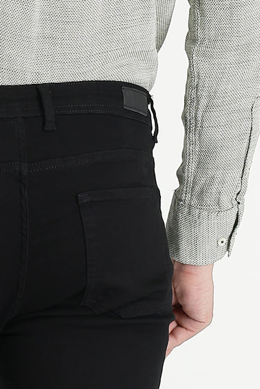 Siyah Regular Fit Likralı Denim Pantolon