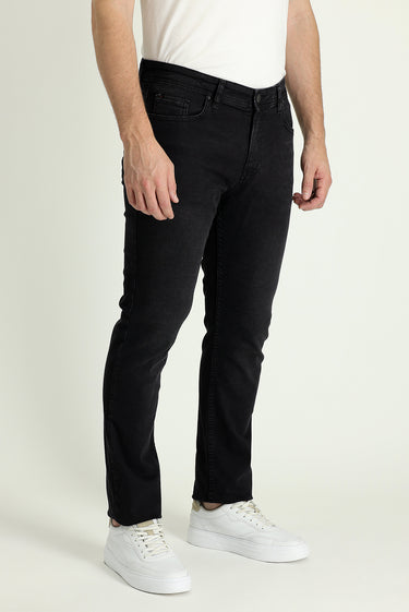 Siyah Slim Fit Dar Kesim Likralı Denim Pantolon