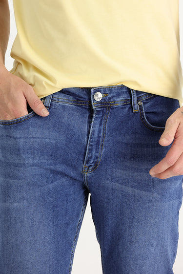 Koyu Mavi  Slim Fit Dar Kesim Likralı Denim Pantolon