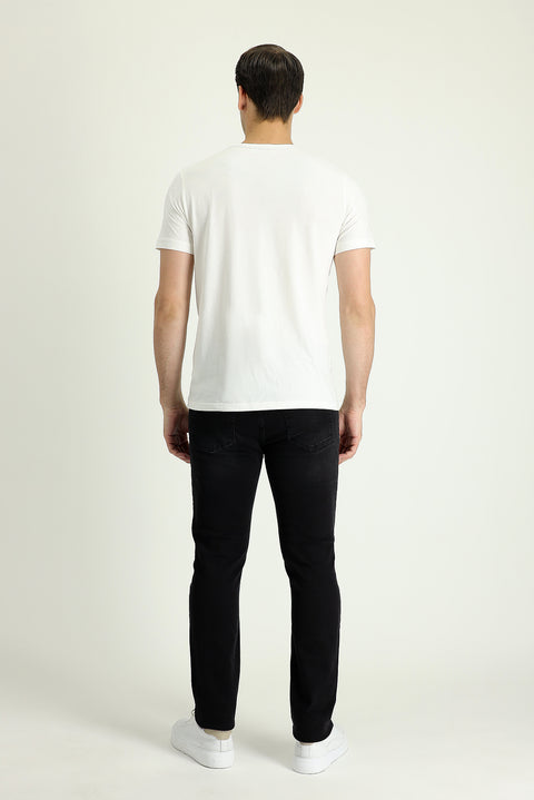 Siyah 7 Drop Slim Fit Dar Kesim Likralı Denim Pantolon