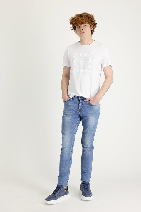 Havacı Mavi Slim Fit Dar Kesim Likralı Denim Pantolon