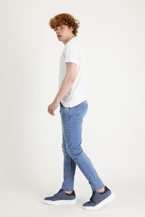 Havacı Mavi Slim Fit Dar Kesim Likralı Denim Pantolon