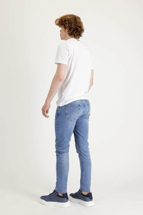 Havacı Mavi Slim Fit Dar Kesim Likralı Denim Pantolon