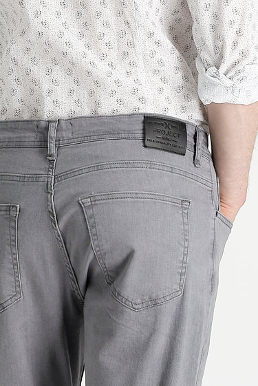 Orta Gri Slim Fit Dar Kesim Likralı Denim Pantolon
