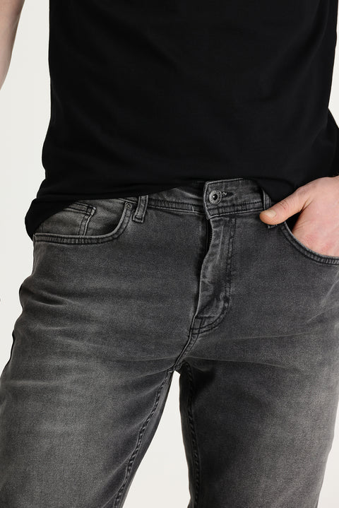 Orta Antrasit Slim Fit Dar Kesim Likralı Denim Pantolon