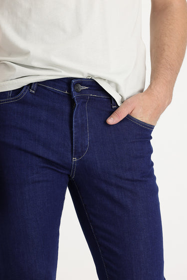 Koyu Lacivert Slim Fit Dar Kesim Likralı Denim Pantolon