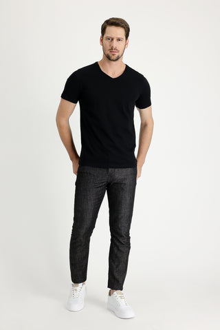  Siyah 7 Drop Slim Fit Dar Kesim Likralı Denim Pantolon