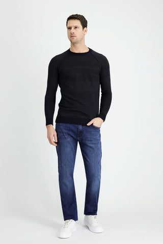  Koyu Mavi  7 Drop Slim Fit Dar Kesim Likralı Denim Pantolon