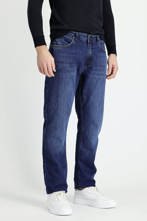 Koyu Mavi  Slim Fit Dar Kesim Likralı Denim Pantolon