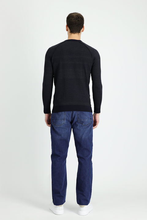 Koyu Mavi  Slim Fit Dar Kesim Likralı Denim Pantolon