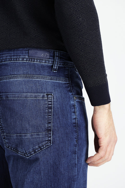 Koyu Mavi  Slim Fit Dar Kesim Likralı Denim Pantolon