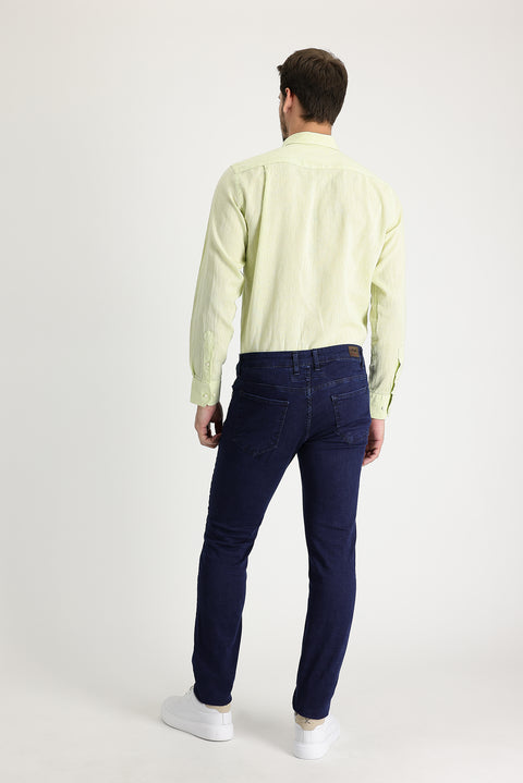 Koyu Lacivert 7 Drop Super Slim Fit Eksra Dar Kesim Likralı Denim Pantolon