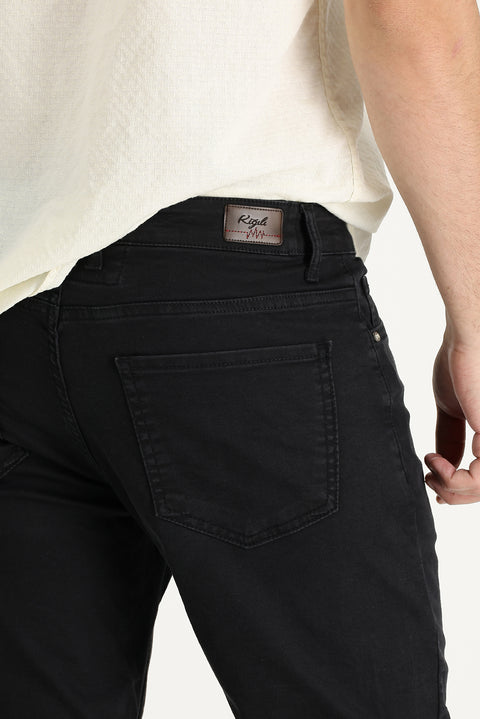 Siyah 7 Drop Slim Fit Dar Kesim Likralı Denim Pantolon