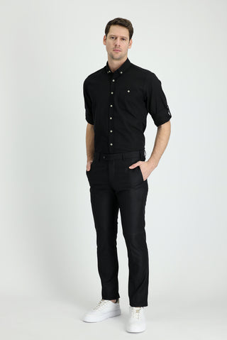  Koyu Siyah 4 Drop Relaxed Fit Rahat Kesim Klasik Kumaş Pantolon