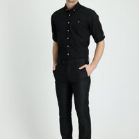Koyu Siyah 7 Drop Slim Fit Dar Kesim Klasik Kumaş Pantolon