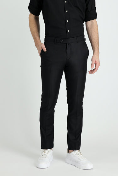  Koyu Siyah Relaxed Fit Rahat Kesim Klasik Kumaş Pantolon