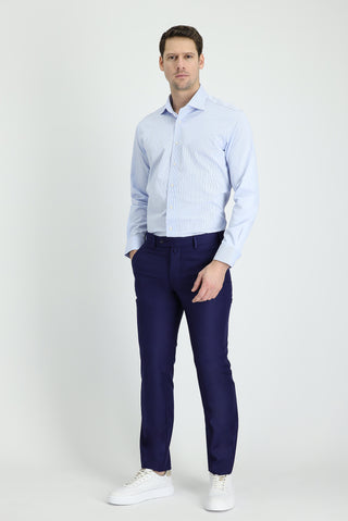  Orta Lacivert Slim Fit Dar Kesim Klasik Kumaş Pantolon