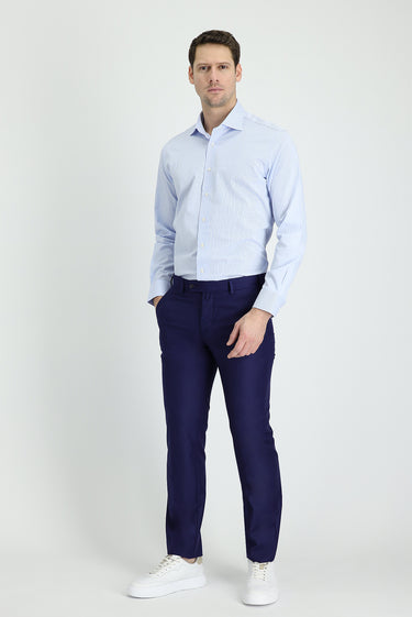 Orta Lacivert Relaxed Fit Rahat Kesim Klasik Kumaş Pantolon