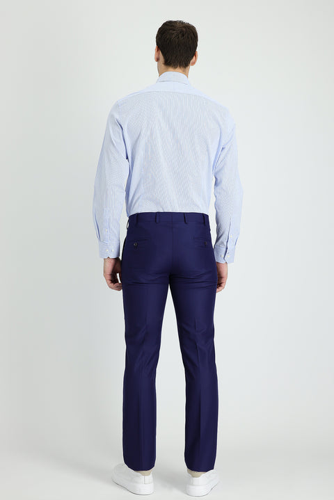 Orta Lacivert 4 Drop Relaxed Fit Rahat Kesim Klasik Kumaş Pantolon