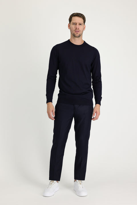 Siyah Lacivert 6 Drop Regular Fit Standart Kesim Klasik Kumaş Pantolon