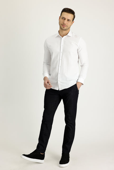 Black Relaxed Fit Denim Look Trousers