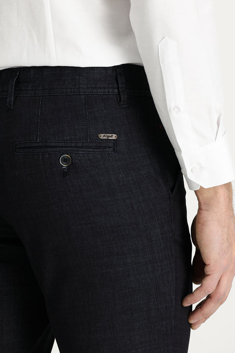 Black Relaxed Fit Denim Look Trousers