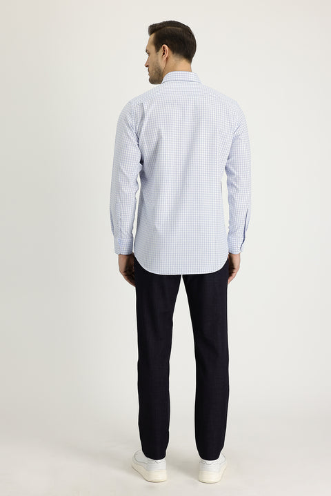 Aviator Blue Regular Fit Standard Cut Cotton Denim Look Trousers