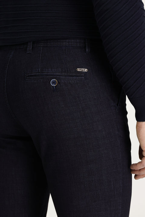 Orta Lacivert Relaxed Fit Rahat Kesim Likralı Denim Look Pantolon