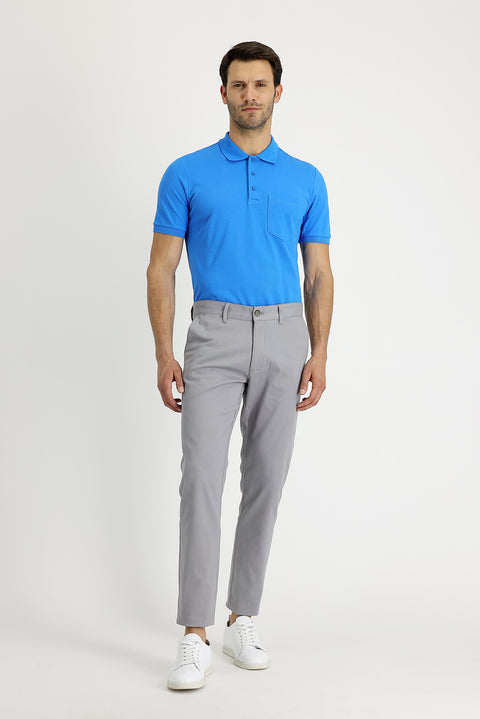 Açık Gri Relaxed Fit Rahat Kesim Likralı Kanvas / Chino Pantolon