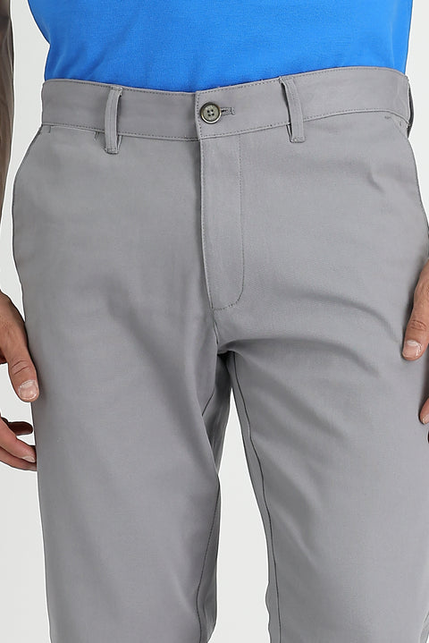 Açık Gri Regular Fit Standart Kesim Likralı Kanvas / Chino Pantolon