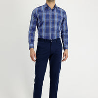 Orta Lacivert Regular Fit Standart Kesim Likralı Kanvas / Chino Pantolon