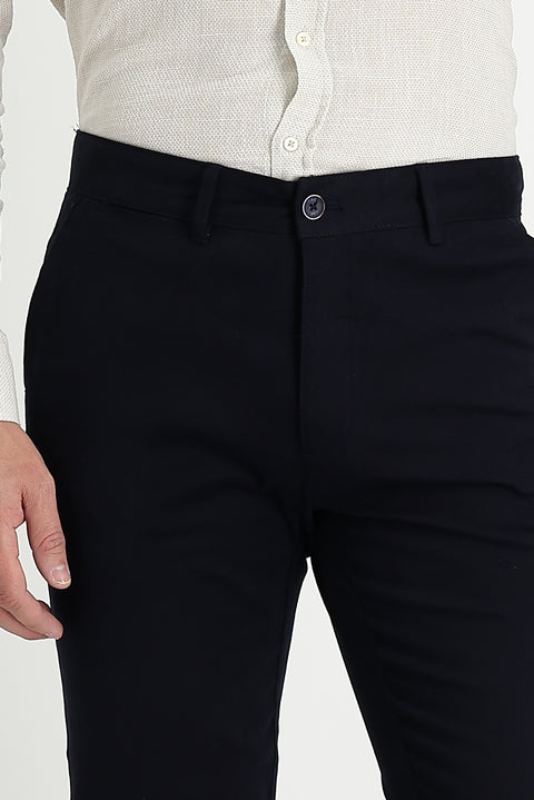 Koyu Lacivert Relaxed Fit Rahat Kesim Likralı Kanvas / Chino Pantolon