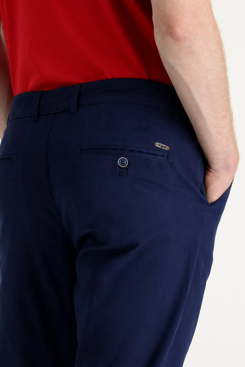 Dark Blue Slim Fit Stretch Canvas / Chino Trousers