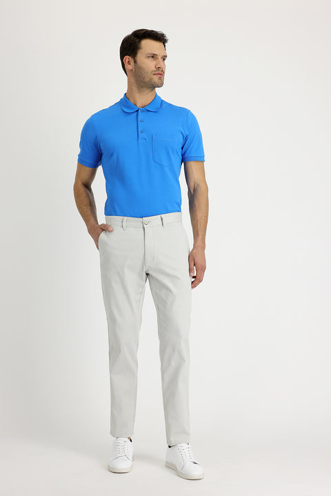 Ekru Regular Fit Standart Kesim Likralı Kanvas / Chino Pantolon