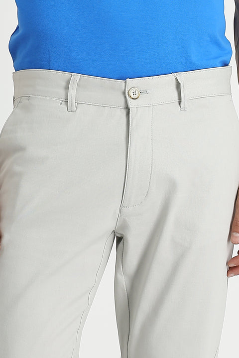 Ekru Regular Fit Standart Kesim Likralı Kanvas / Chino Pantolon