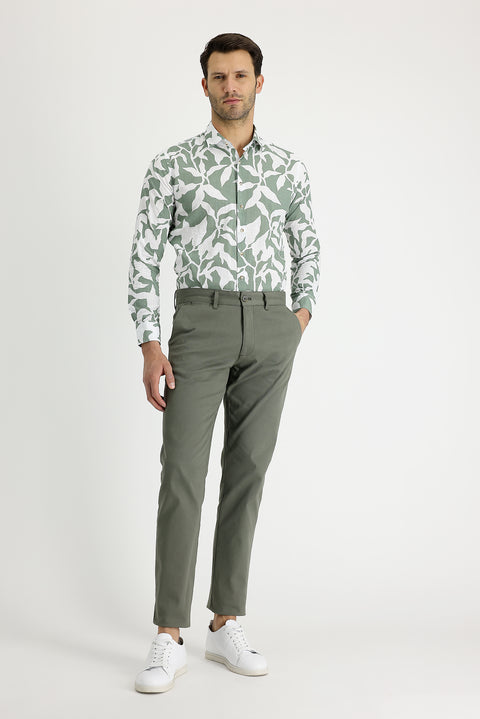 Medium Khaki Slim Fit Stretch Canvas / Chino Trousers