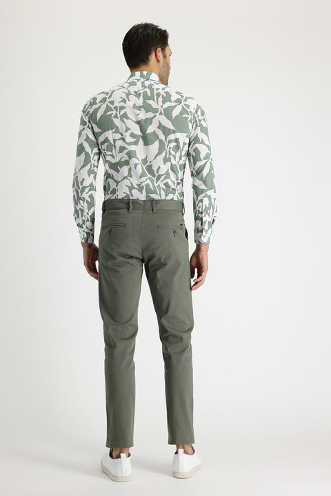 Orta Haki 6 Drop Regular Fit Standart Kesim Likralı Kanvas / Chino Pantolon