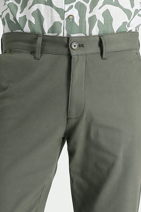 Medium Khaki Slim Fit Stretch Canvas / Chino Trousers