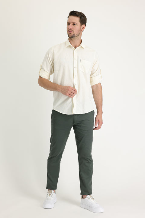 Koyu Yeşil Relaxed Fit Rahat Kesim Likralı Kanvas / Chino Pantolon