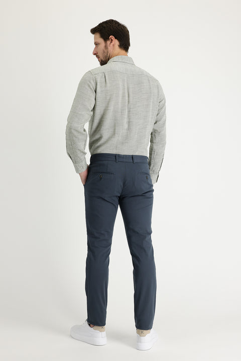 Orta Antrasit Regular Fit Standart Kesim Likralı Kanvas / Chino Pantolon